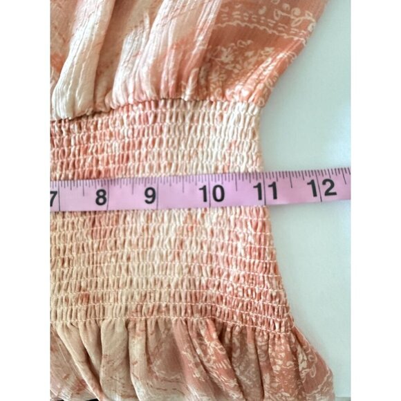 NWT Ramy Brook Sandra Minidress Peach Geometric V-Neck Sleeveless Silk Blend XS - Picture 6 of 14